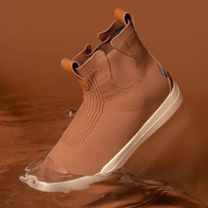 Vessi Women’s Weekend Chelsea Caramel Brown on Off White - Waterproof & stylish!